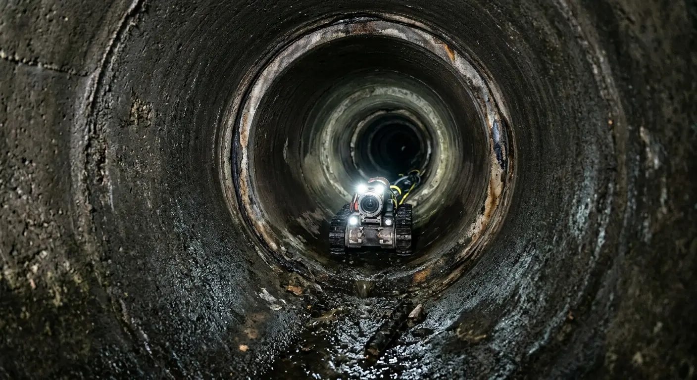 Robotic sewer camera inspecting pipe interior for Sewer Line Repair in Summerville